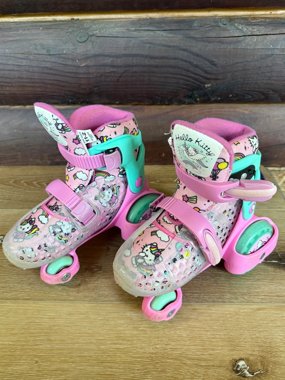 Hello Kitty Pink and Teal Kids Adjustable Roller Skates